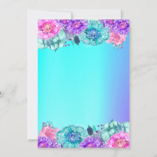 エスニックベビーパエレガントープルティール（緑がかった色）金ゴールドシャワー 招待状 (裏面)