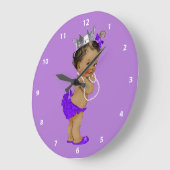 エスニックベビープリンセスとパールパープル ラージ壁時計 (傾斜)