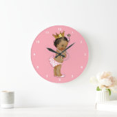 エスニックベビープリンセスとパールピンク ラージ壁時計 (ホーム)