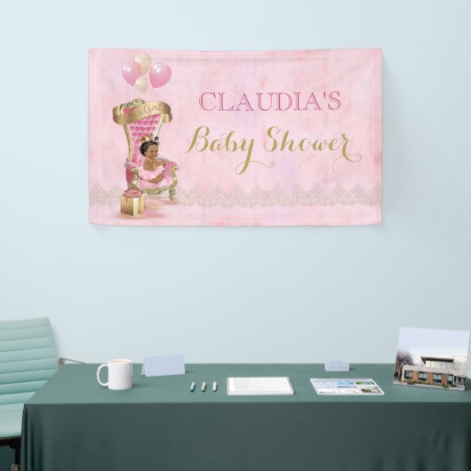 エスニックベビープリンセスクラウン金ゴールドピンク王室の 横断幕 (トレードショー)