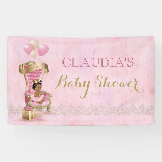 エスニックベビープリンセスクラウン金ゴールドピンク王室の 横断幕 (横)