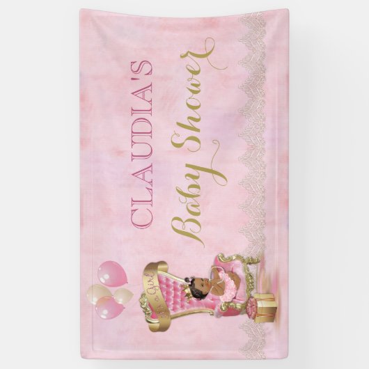 エスニックベビープリンセスクラウン金ゴールドピンク王室の 横断幕 (縦)