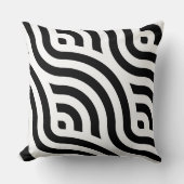 エスニックホワイトウェーブパターンブラック クッション (正面)
