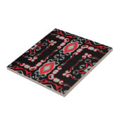 エスニックボホフォークアートモザイクブラックレッドグレーパターン タイル (側面)