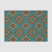 エスニックボホモロッコターコイズとブロンズ柄 薄葉紙 (正面)