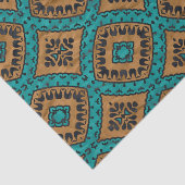 エスニックボホモロッコターコイズとブロンズ柄 薄葉紙 (詳細)