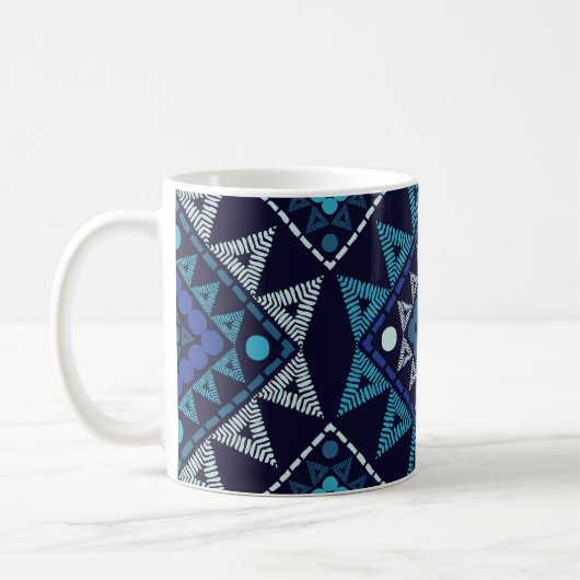 エスニックボホ刺繍シームレスパターン コーヒーマグカップ (左)