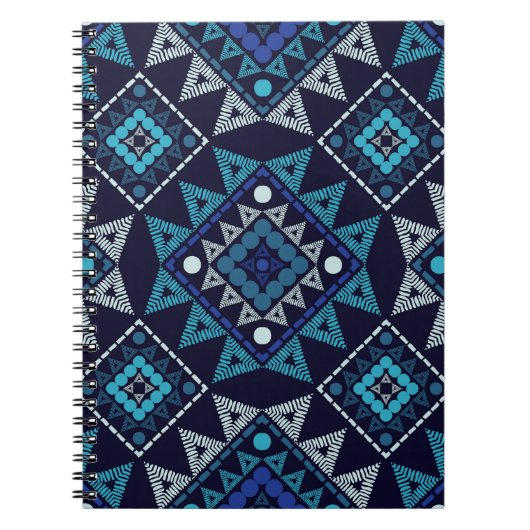エスニックボホ刺繍シームレスパターン ノートブック (正面)