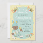 エスニックボーイバニー服ベビーシャワー招待状 招待状 (正面)