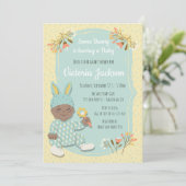 エスニックボーイバニー服ベビーシャワー招待状 招待状 (スタンド正面)