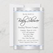 エスニックボーイベビーブルーシルバーベビーシャワー 招待状 (裏面)