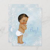 エスニックボーイ冬ワンダーランド赤ちゃんシャワー 招待状 (正面/裏面)