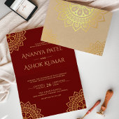 エスニックマンダラレッドインディアン結婚ズ金ゴールド 箔カード
