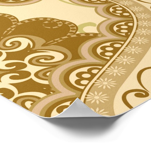 エスニックマンダラ:インディアンスタイルパターン ポスター (角)