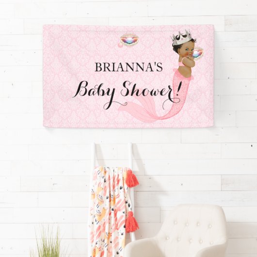エスニックマーメイドプリンセスベビーガールクラウンピンク 横断幕 (インサイチュ)