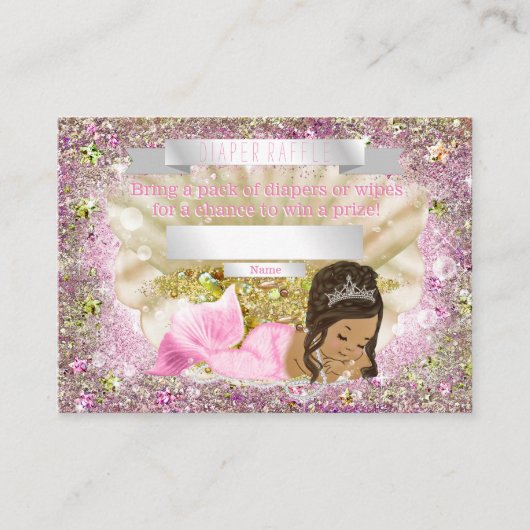 エスニックマーメイドベビーシャワーおむつラッフルチケット エンクロージャーカード (正面)