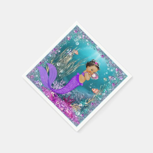 エスニックマーメイドベビーシャワーナプキン スタンダードカクテルナプキン (角)