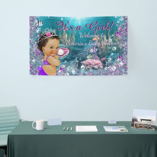 エスニックマーメイドベビーシャワーバナー 横断幕 (トレードショー)