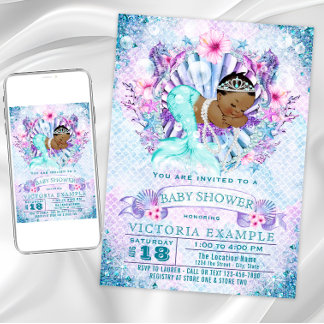エスニックマーメイドベビーシャワー招待状 招待状