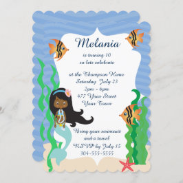 エスニックマーメイド誕生日プールパーティー 招待状