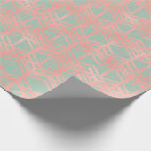 エスニックミントグリーンパステルピンク赤面幾何学 ラッピングペーパー (角)