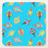 エスニックメラニンリラックスガールフレンズ&ザプール スクエアペーパーコースター (正面)