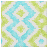 エスニックモダンイカットモザイク模様の水色 ファブリック (クローズアップ)