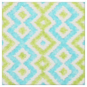 エスニックモダンイカットモザイク模様の水色 ファブリック (見本)