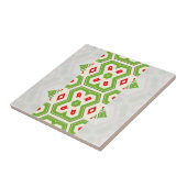 エスニックモダングリーンホワイトレッド幾何学模様 タイル (側面)