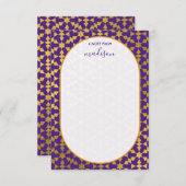 エスニックモロッコパープル&金ゴールドノートカード サンキューカード (正面/裏面)