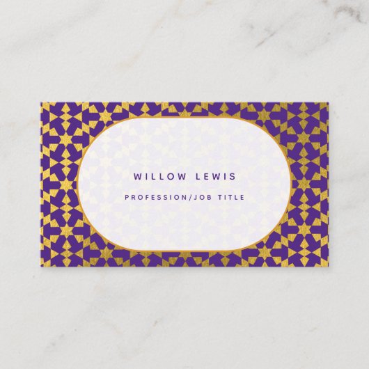 エスニックモロッコパープル&金ゴールドプロフェッショナル 名刺 (正面)