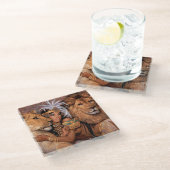 エスニックライオン女神エジプト飲料用コースター ガラスコースター (アングル)