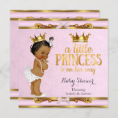 エスニックリトルプリンセスベビーシャワーピンク金ゴールド 招待状 (正面/裏面)