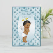 エスニックリトルボーイエンジェルブルーバラベビーシャワー 招待状 (スタンド正面)