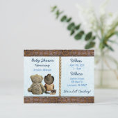 エスニックリルカウボーイ男の赤ちゃんとテディベアベビーInv インビテーションポストカード (スタンド正面)