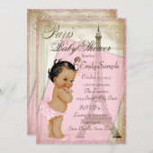 エスニックヴィンテージパリベビーシャワー 招待状 (正面/裏面)