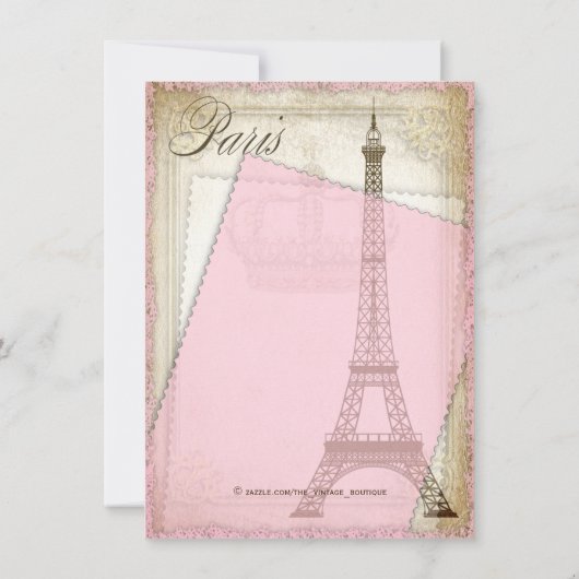 エスニックヴィンテージパリベビーシャワー 招待状 (裏面)