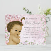 エスニックヴィンテージピンクベビーシャワー 招待状 (スタンド正面)