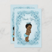 エスニックヴィンテージプリンスベビーシャワーありがとう サンキューカード (正面/裏面)