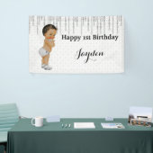 エスニックヴィンテージ男の赤ちゃんダイヤモンドシルバー 横断幕 (トレードショー)