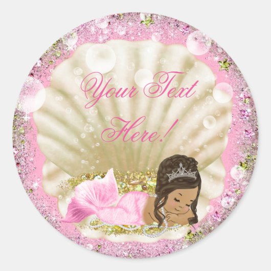 エスニック人魚の赤ちゃんシャワーシール ラウンドシール (正面)