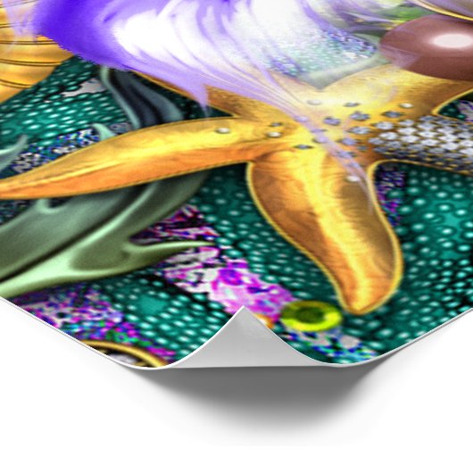 エスニック人魚の赤ちゃんシャワー歓迎サイン ポスター (角)