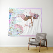 エスニック人魚ベイビーシャワーバナー背景 タペストリー (インサイチュ(横))