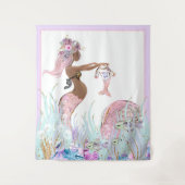 エスニック人魚ベイビーシャワーバナー背景 タペストリー (正面)