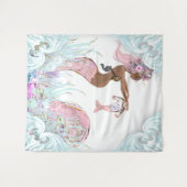 エスニック人魚ママ赤ちゃんシャワー背景バナー タペストリー (正面(横))