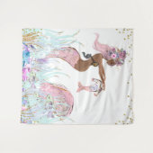 エスニック人魚ママ ベイビーシャワーバナー 背景 タペストリー (正面(横))