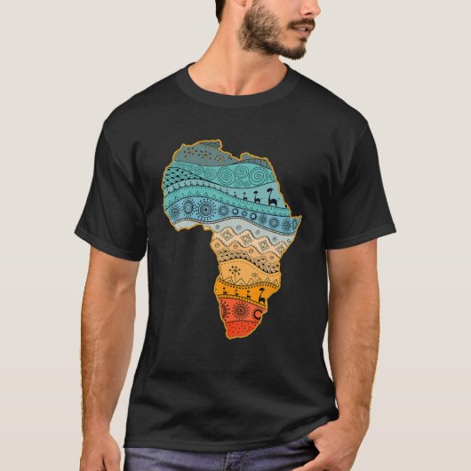 エスニック伝統的プライドアフリカの地図だしきパッテ Tシャツ (正面)