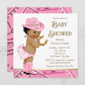 エスニック女性のカーボーイベビーシャワー 招待状 (正面/裏面)