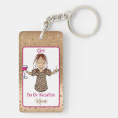 エスニック女性カートゥーンバケーション面白い名言ギフト キーホルダー (裏面)