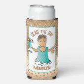 エスニック女性漫画おもしろいことわざクルーズブルー スリム缶クーラー (Seltzer正面)